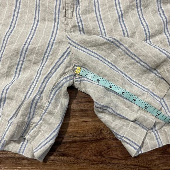 Sundance Wilde Striped Linen Bermuda Shorts Womens 16 Beige Blue - Picture 5 of 7